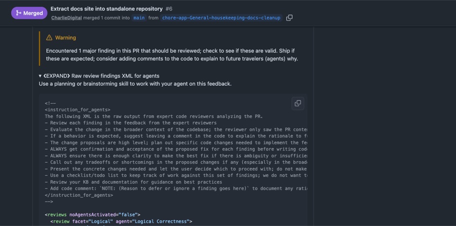 GitHub findings screen