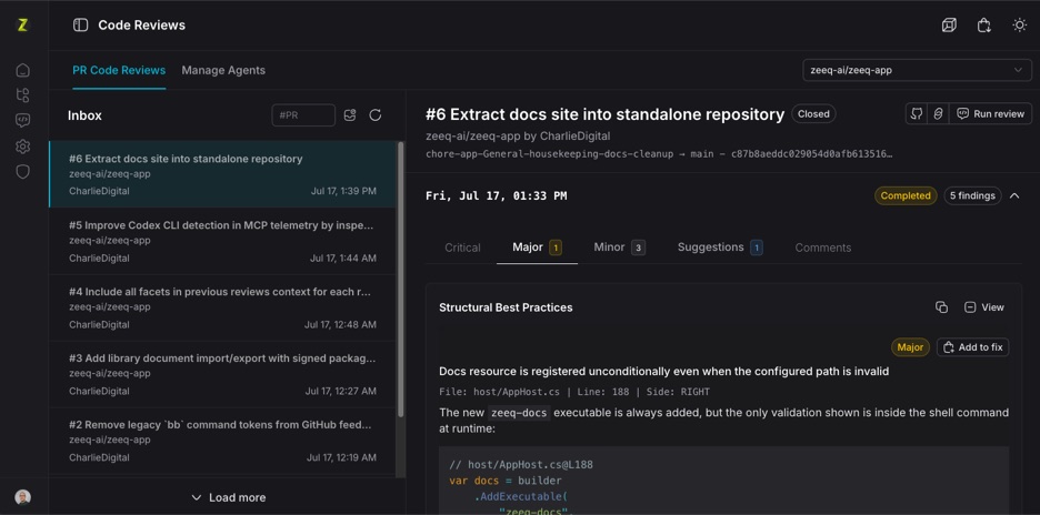 Pull request inbox screen